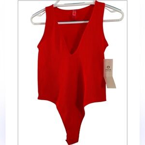Mono B Ribbed V-Neck Tank Body Suit NWT